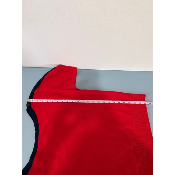 Lauren Ralph Lauren cotton knit top size S red with blue trim buttons boatneck - Picture 7 of 7